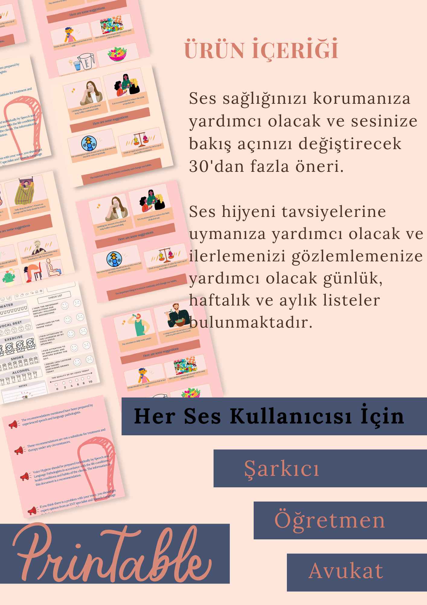 Ses Hijyeni - Ses Sağlığı Önerileri, Disfoni, Ses Terapisi Desteği, Günlük ve Aylık kontrol listesi